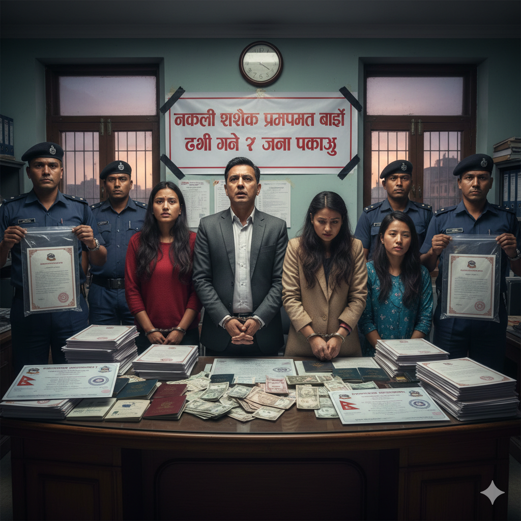 नक्कली शैक्षिक प्रमाणपत्र बनाई ठगी गर्ने  ७ जना पक्राउ