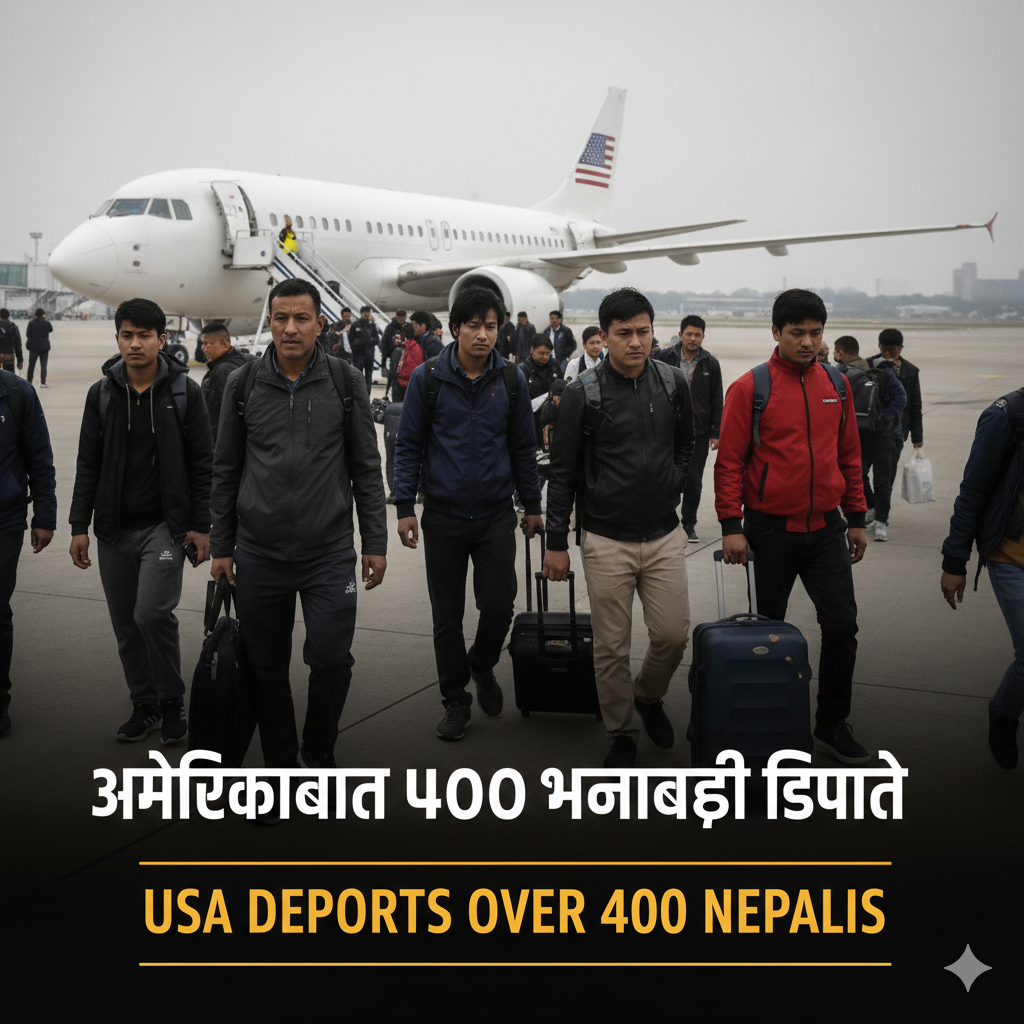 अमेरिकाबाट ४०० भन्दाबढी नेपाली डिपोर्ट ,आज मात्र ९० जना नेपालीलाई चाटर्ड विमानमार्फत काठमाडौँमा ल्याएर छाडियो