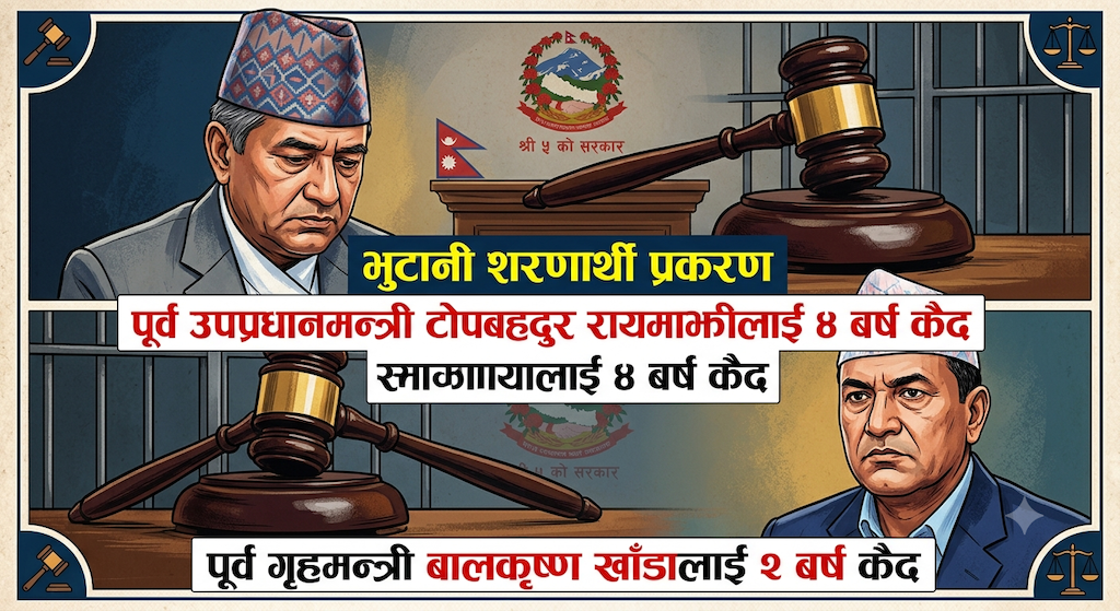 भुटानी शरणार्थी प्रकरण: पूर्व उपप्रधानमन्त्री रायमाझीलाई ४ बर्ष र गृहमन्त्री खाँडलाई २ बर्ष कैद