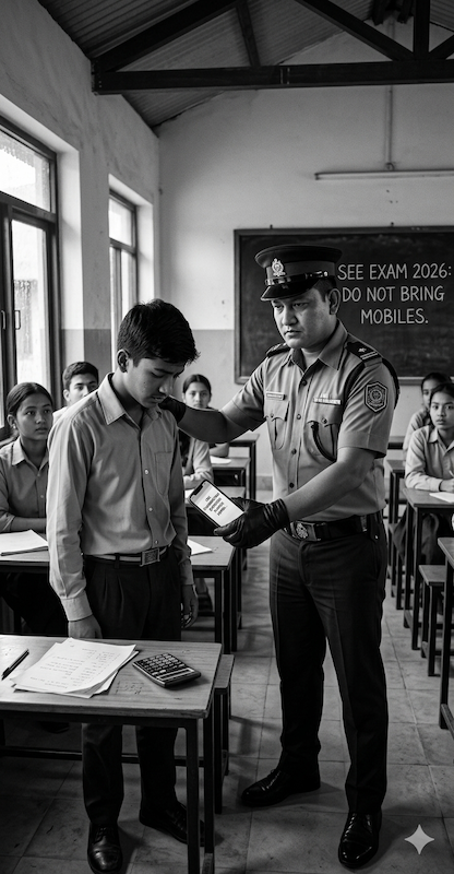 एसईई परीक्षा : मोबाइलमा प्रश्नपत्र भेटिएपछि एक पक्राउ