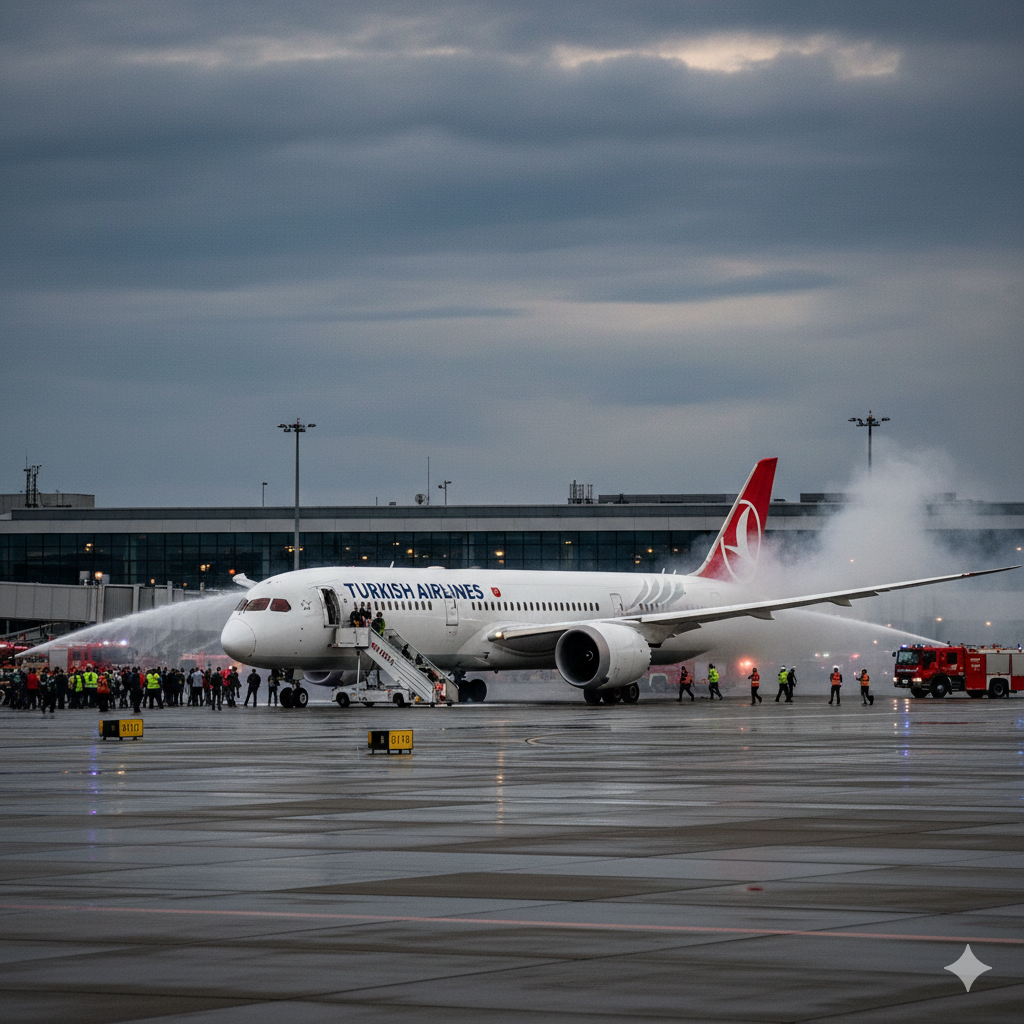 दायाँ इञ्जिनमा आगलागीको सङ्केत देखिएको जहाज सुरक्षित अवतरण