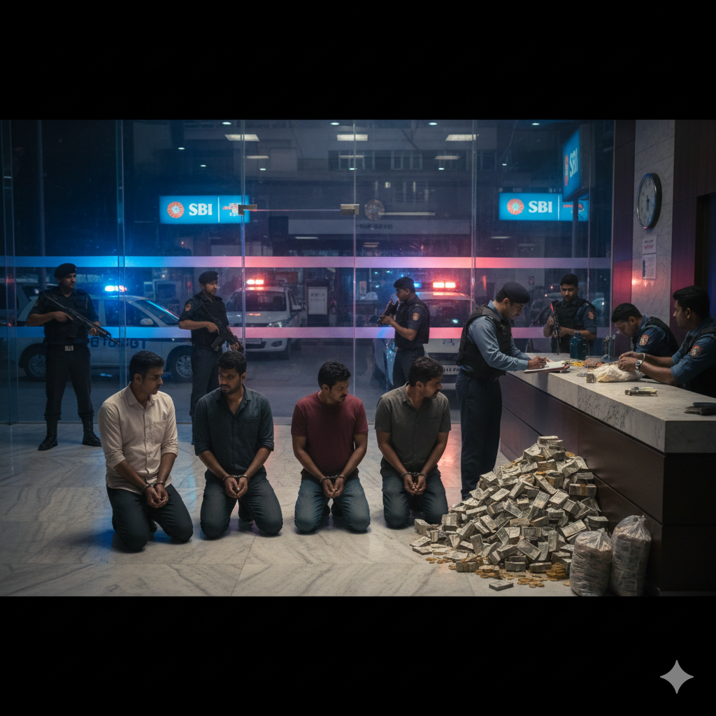 एसबिआई बैंकको शाखाबाट  तीन करोड सात लाख लुटपाट गर्ने  सात जना पक्राउ