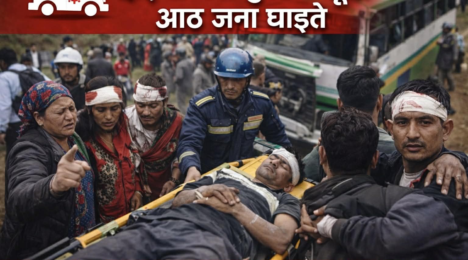 दाङमा बस दुर्घटना हुँदा आठ जना घाइते