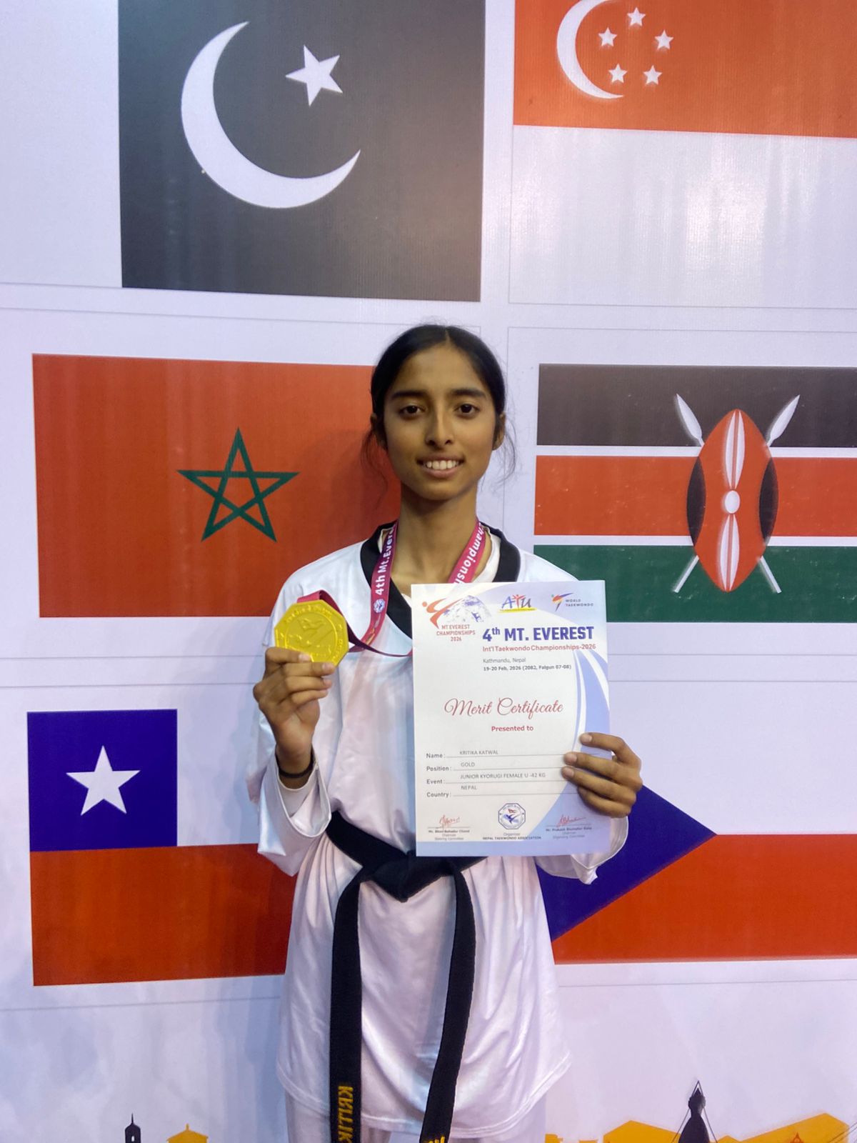 'चौथो माउन्ट एभरेष्ट अन्तर्राष्ट्रिय तेक्वान्दो च्याम्पियनसिप २०२६' मा बुढानीलकण्ठकी उदीयमान खेलाडी कृतिकालाई स्वर्ण