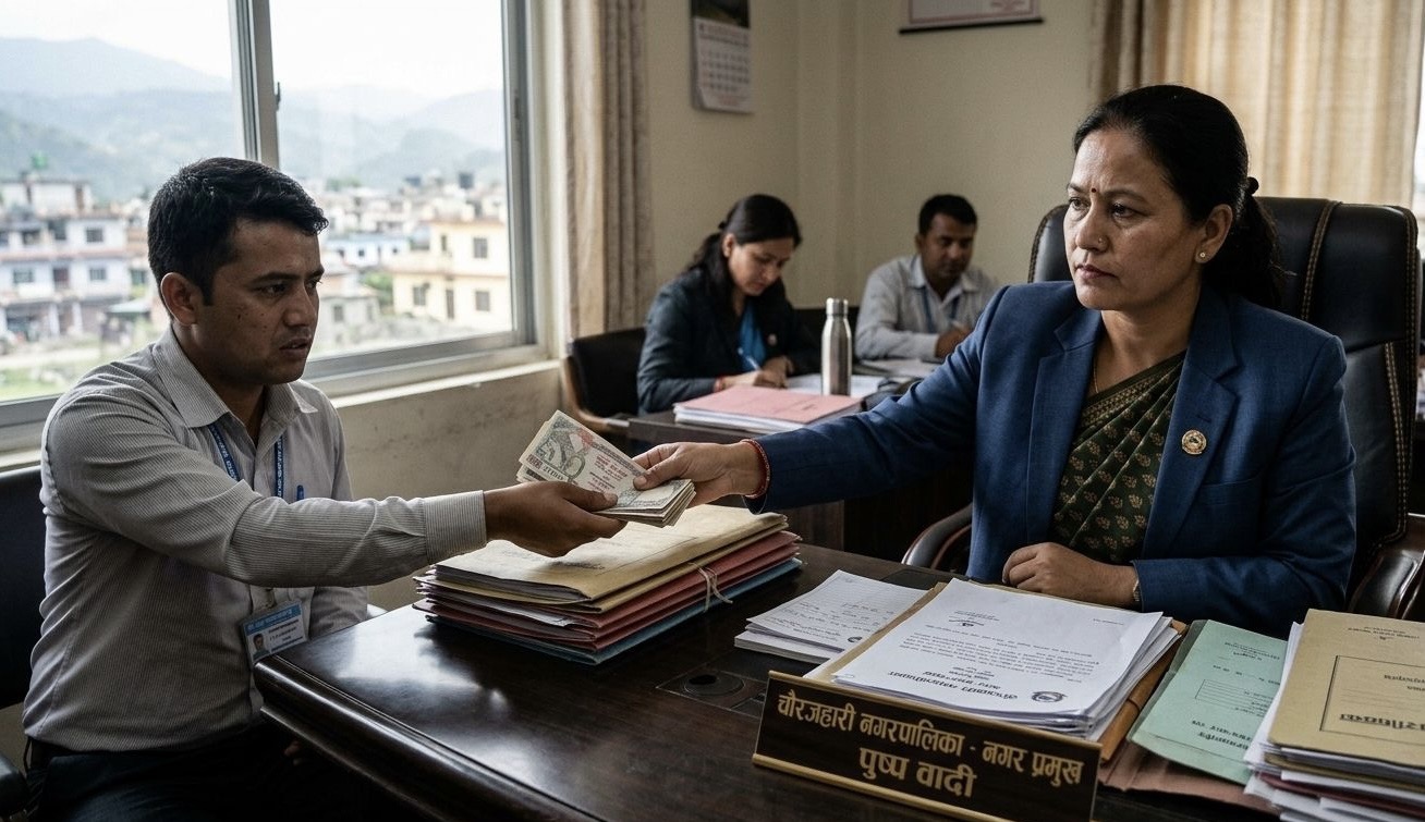 सेवा करार म्याद थप्न  नगर प्रमुखले एक लाख घुस  मागेपछि